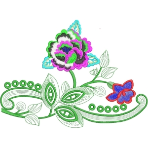 彩色花卉刺绣图案