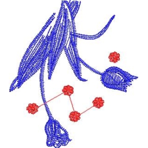 蓝色植物与红色球体结构图
