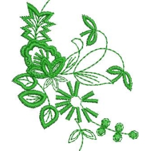 绿色刺绣花卉图案