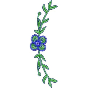 蓝色花朵刺绣图案