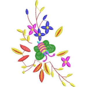 彩色刺绣花卉蝴蝶图案_zbw3781