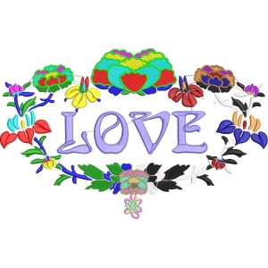 彩色刺绣LOVE花环图案