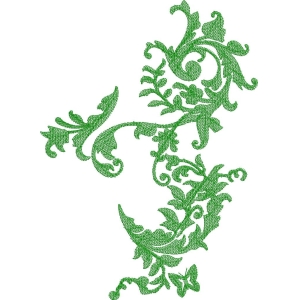 绿色植物刺绣图案
