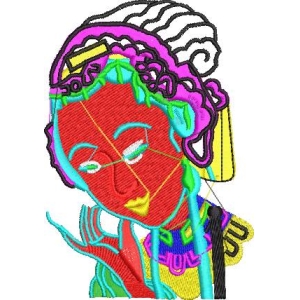 彩色刺绣风格女性头像