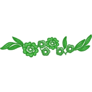 绿色刺绣花卉装饰图案_zbw3819