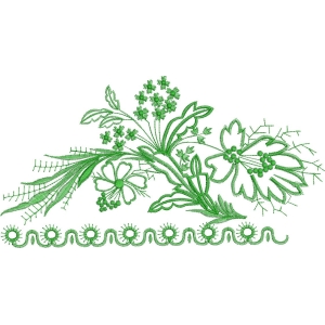 绿色植物刺绣图案