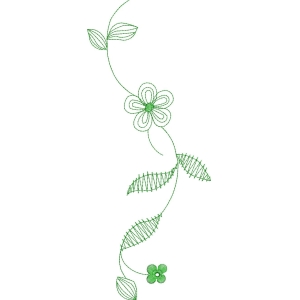 绿色藤蔓花卉刺绣图案