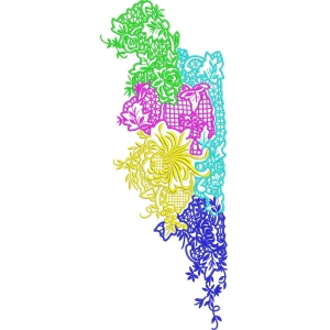 彩色花卉刺绣图案