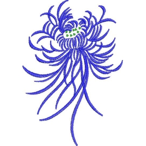 蓝色刺绣花卉图案