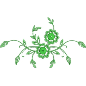 绿色刺绣花卉图案