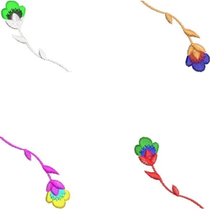 四朵彩色刺绣花装饰图案