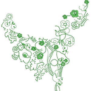绿色刺绣花卉图案