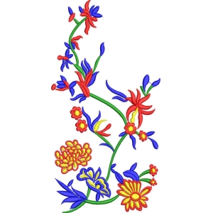 彩色花卉刺绣图案