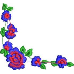蓝色花朵装饰边角