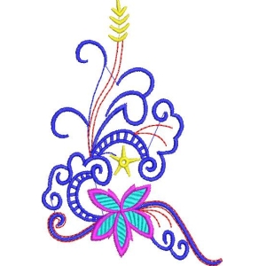 彩色抽象花卉刺绣图案