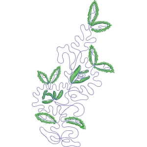 绿色植物刺绣图案