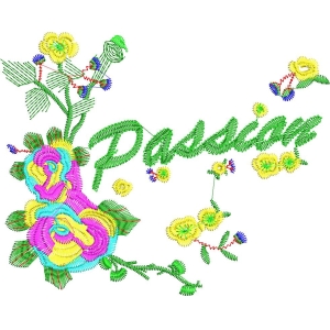 彩色刺绣花卉图案