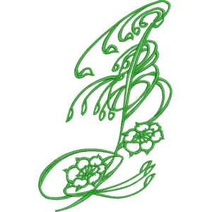 绿色植物刺绣图案
