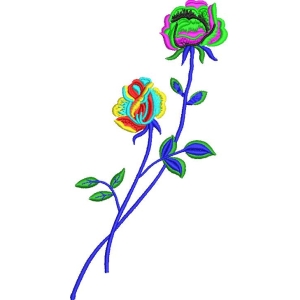 彩色刺绣玫瑰花图案
