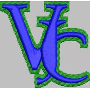 蓝色字母Vc刺绣图案