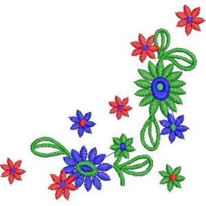 彩色花卉刺绣图案