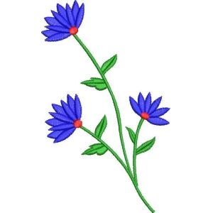 蓝色花朵刺绣图案
