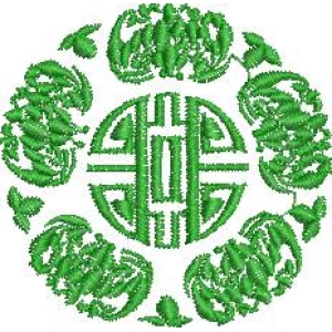 绿色刺绣圆形图案