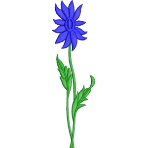 蓝色花朵刺绣图案