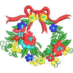 彩色花环刺绣图案
