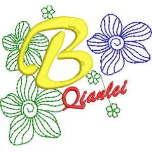 字母B与花朵装饰图案