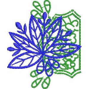 蓝色叶子与绿色花纹图案