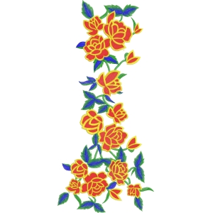 红色玫瑰刺绣图案