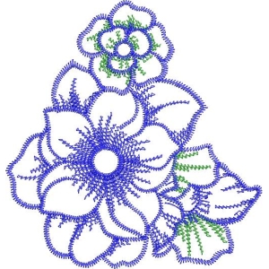 蓝色花卉刺绣图案