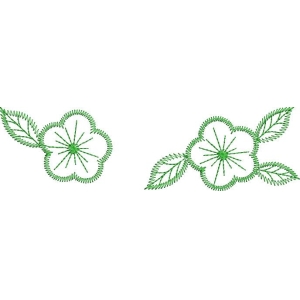 绿色刺绣花卉图案