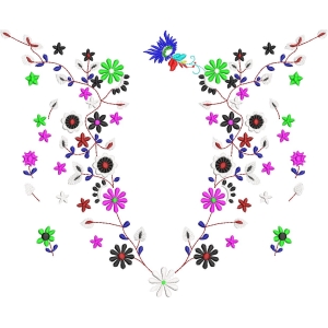 彩色花卉刺绣图案