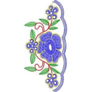 蓝色花卉刺绣图案