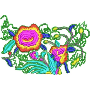 彩色花卉刺绣图案