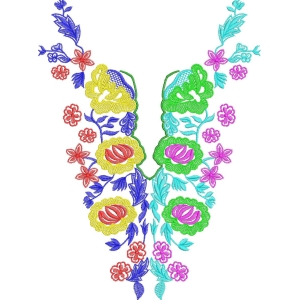 彩色花卉刺绣图案