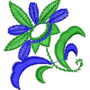 蓝色花朵刺绣图案