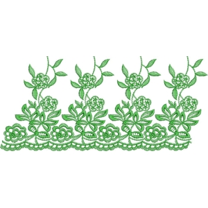 绿色花卉刺绣图案