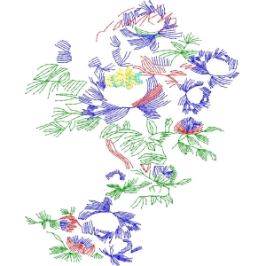 彩色线绘花卉图案