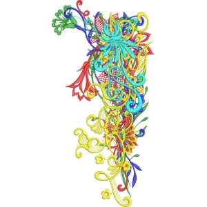 彩色刺绣花卉图案