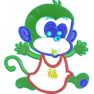 绿色小猴穿红衣