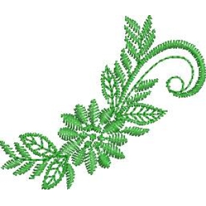 绿色蕨类植物刺绣图案
