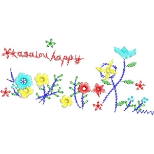 彩色刺绣花卉图案