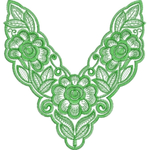 绿色花卉刺绣领饰