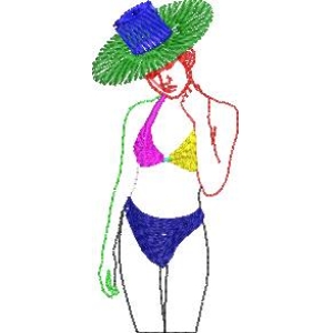 泳装女子戴草帽