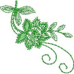 绿色植物刺绣图案