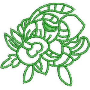 绿色刺绣花卉图案