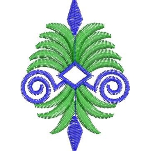 蓝绿刺绣花纹图案